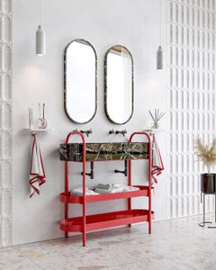 Ev-El Luxury Modular Stone Sink – Stainless Steel Frame with Storage & Shelve