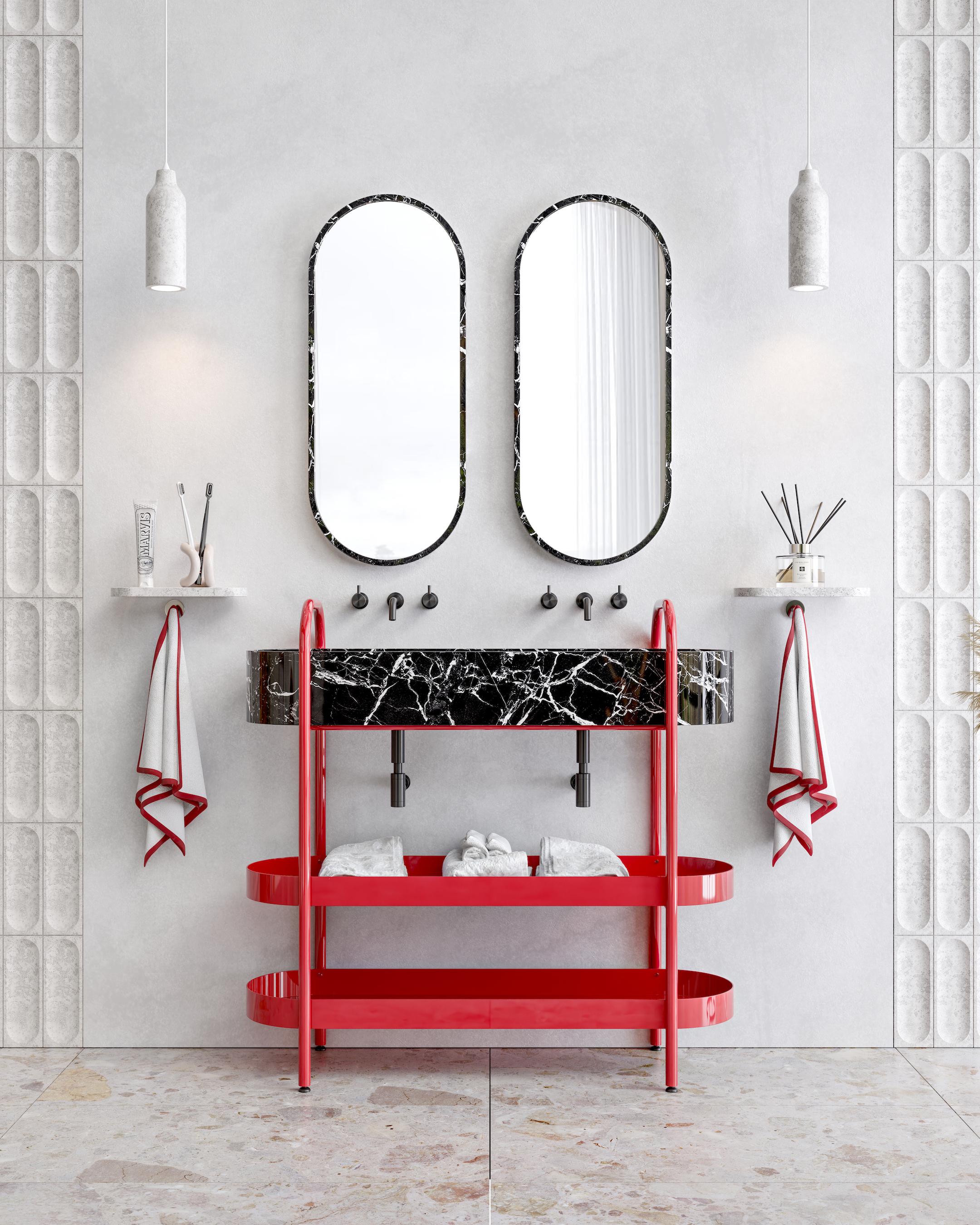 Marble Ev-El Luxury Modular Stone Sink – Stainless Steel Frame with Storage & Shelve For Sale