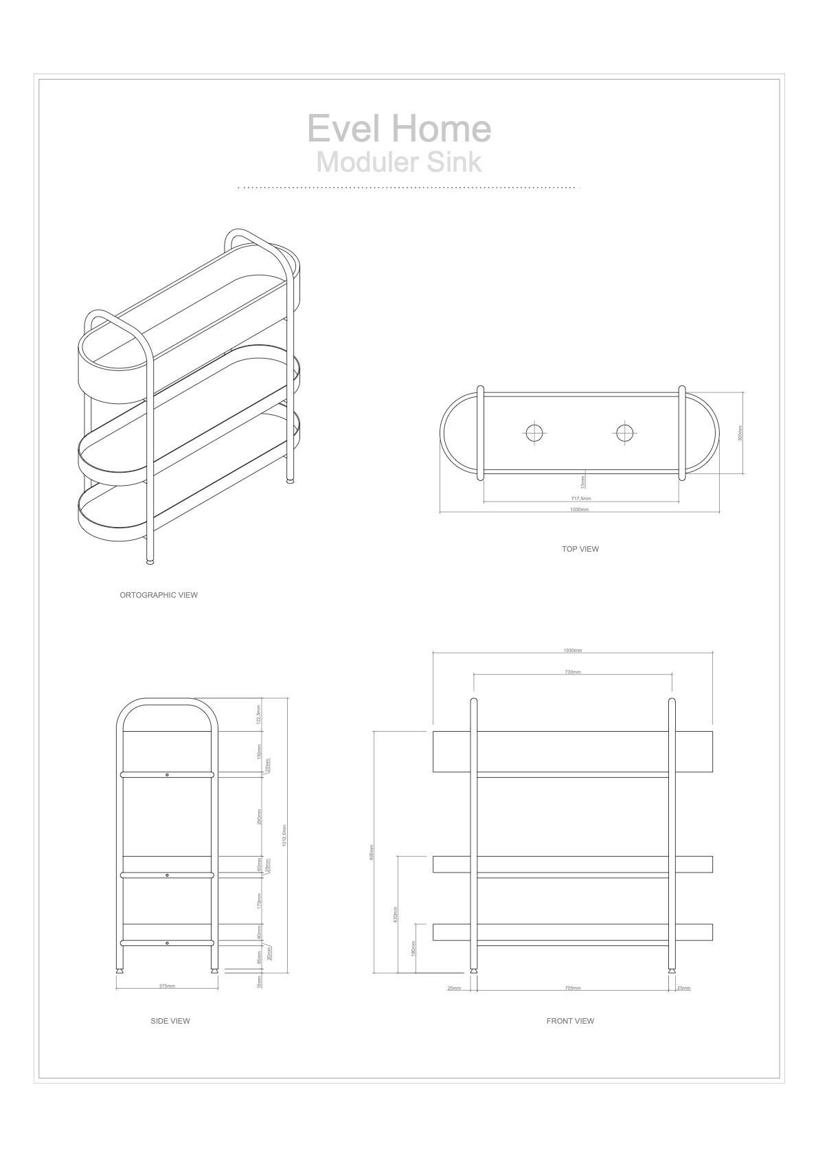 Ev-El Luxury Modular Stone Sink – Stainless Steel Frame with Storage & Shelve For Sale 1
