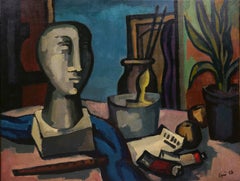 Still Life with Sculpture, Flute, and Painting Supplies / The foundation of art