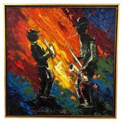 "Jazzistas" Óleo de colores sobre lienzo
