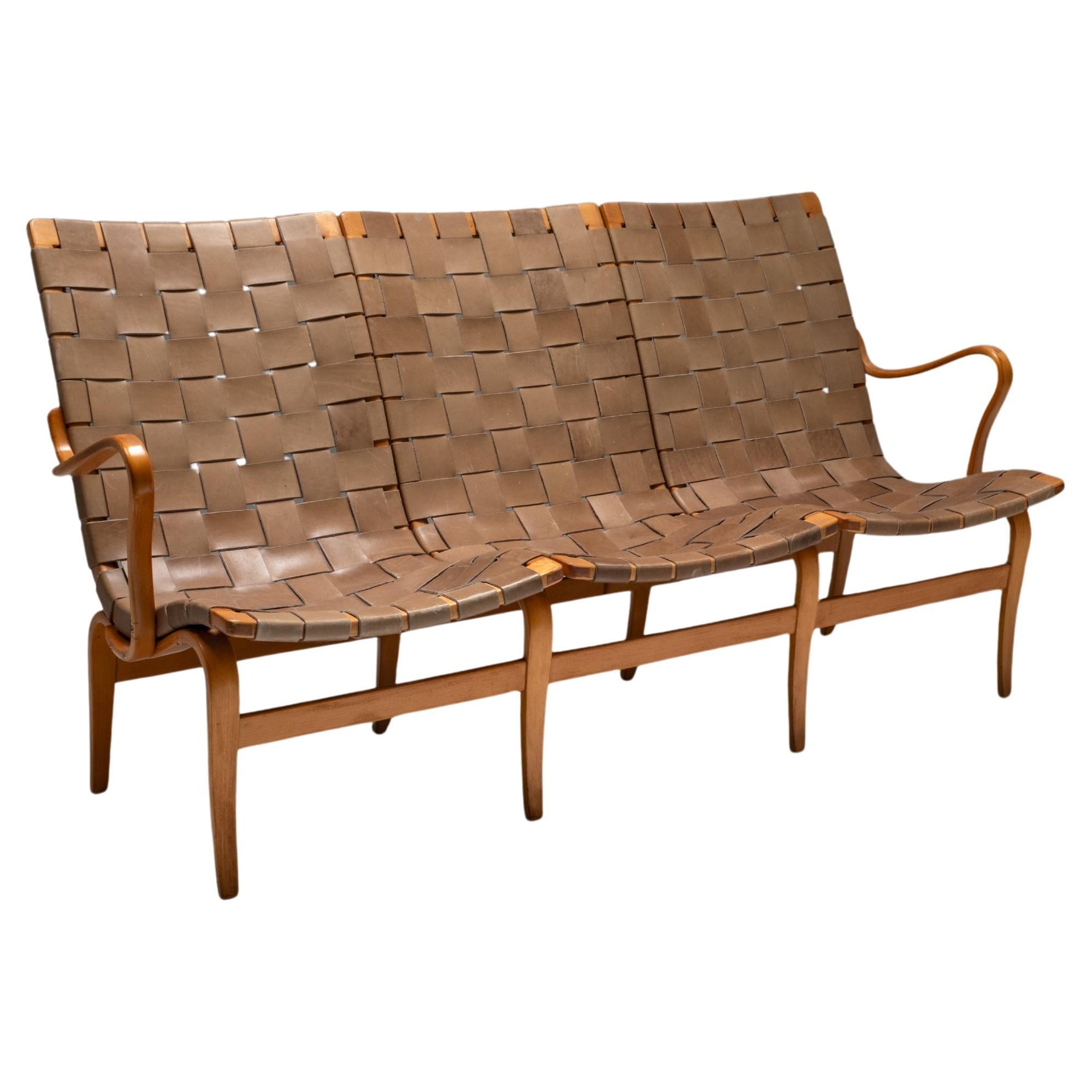 ‘Eva’ 3-Seater Sofa by Bruno Mathsson for Firma Karl Mathsson, Sweden 1960s For Sale