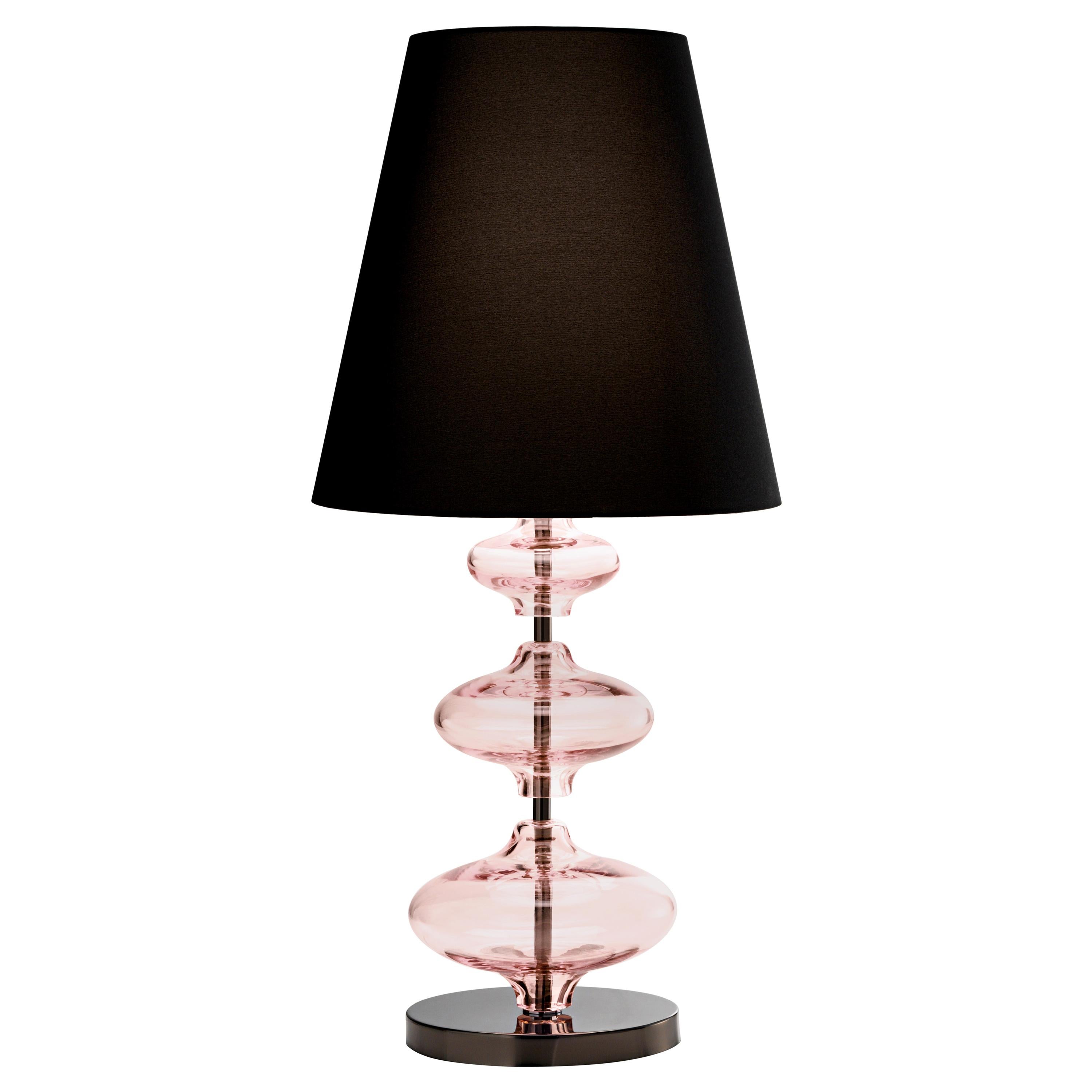 Pink (Light Pink_RS) Eva 7056 Table Lamp in Glass with Black Shade, by Barovier&Toso