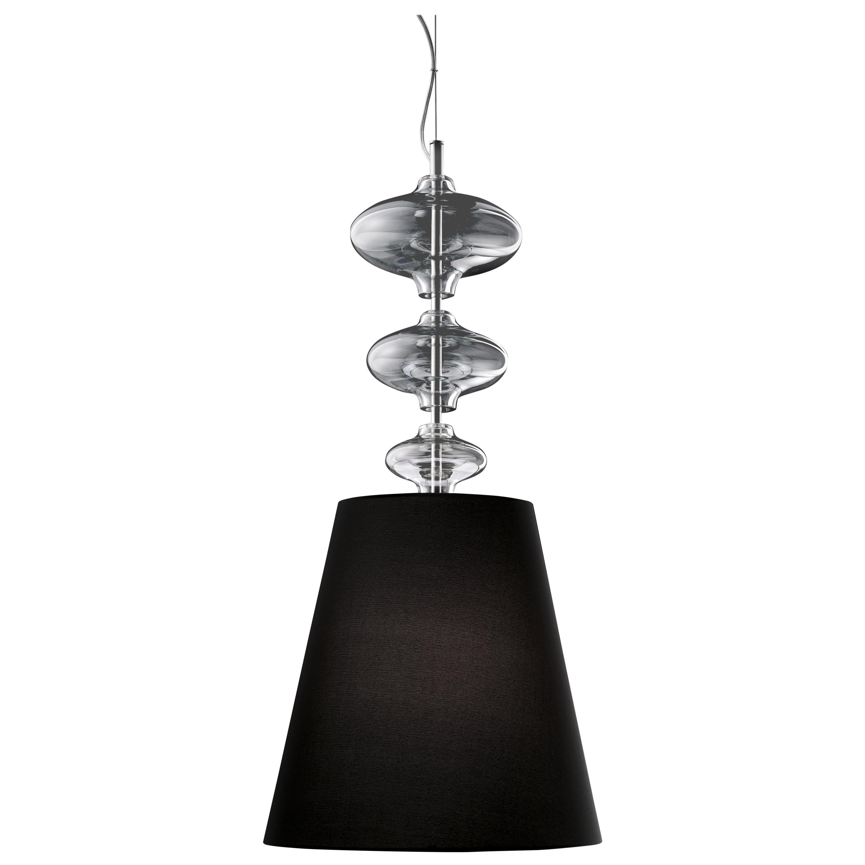 Gray (Grey_IC) Eva 7057 Suspension Lamp in Glass with Black Shade, by Barovier&Toso