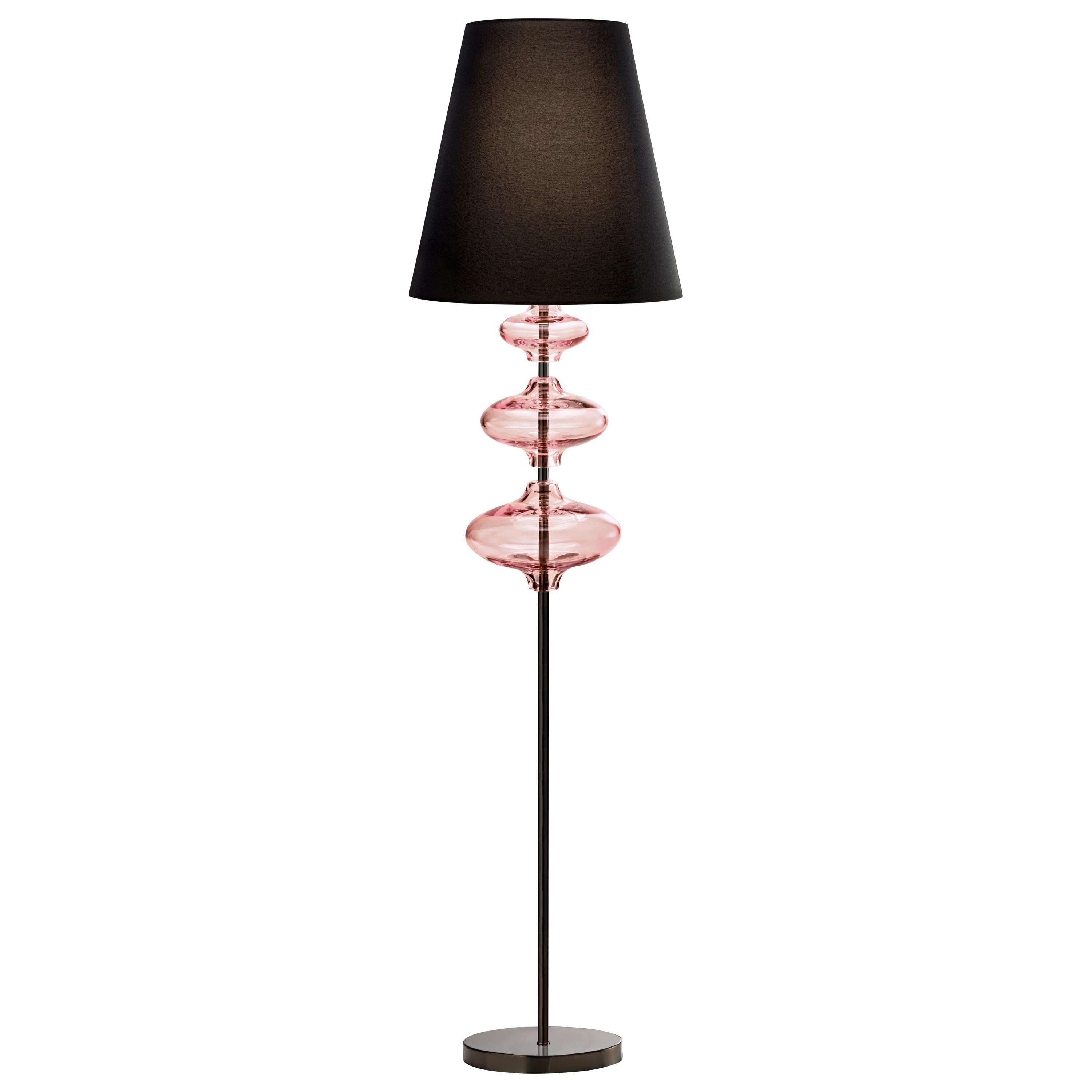 Pink (Light Pink_RS) Eva 7058 Floor Lamp in Glass with Black Shade, by Barovier & Toso