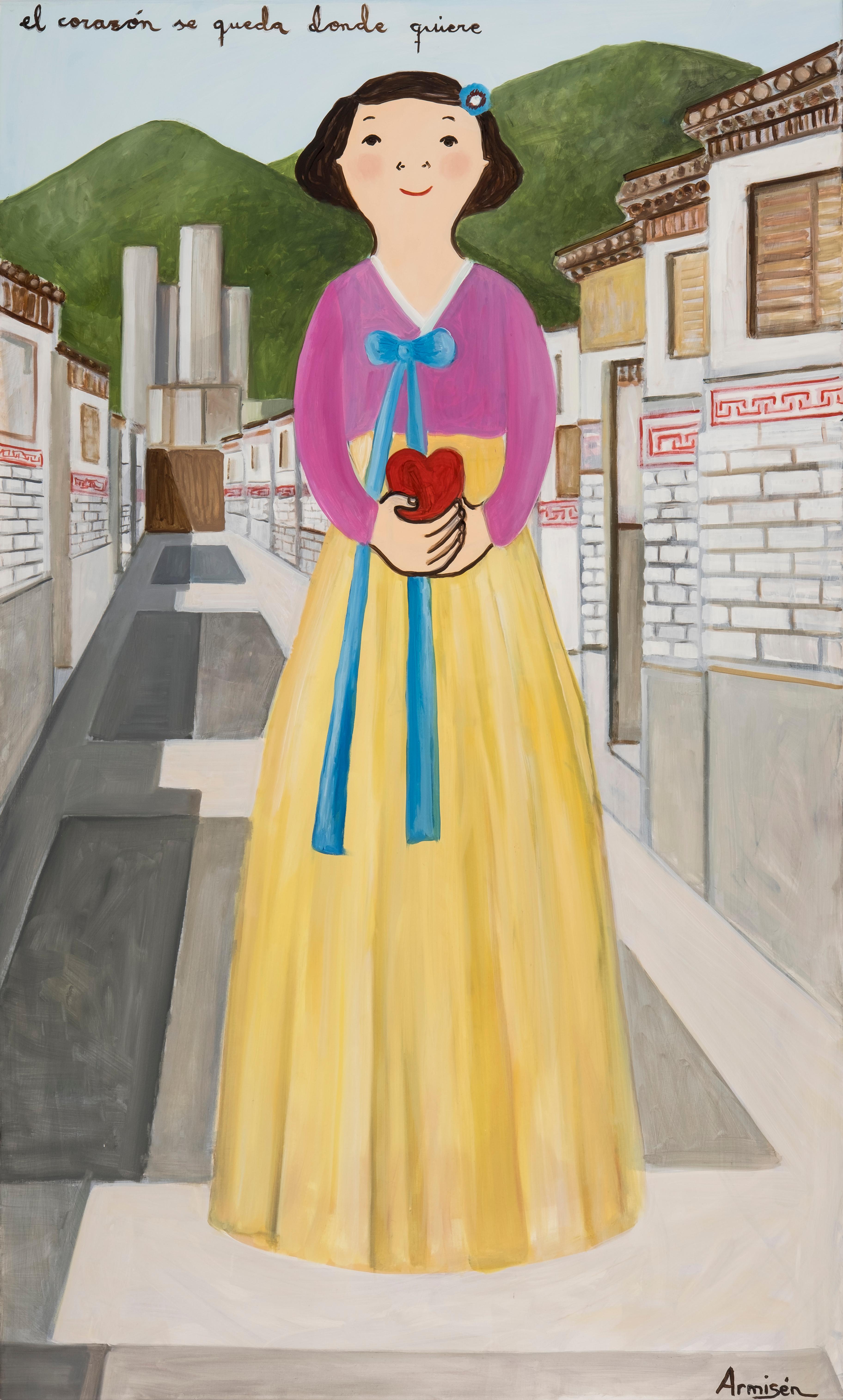 Eva Armisén Figurative Painting – El Corazon Se Queda Donde Quiere / Das Herz bleibt dort, wo es sein will