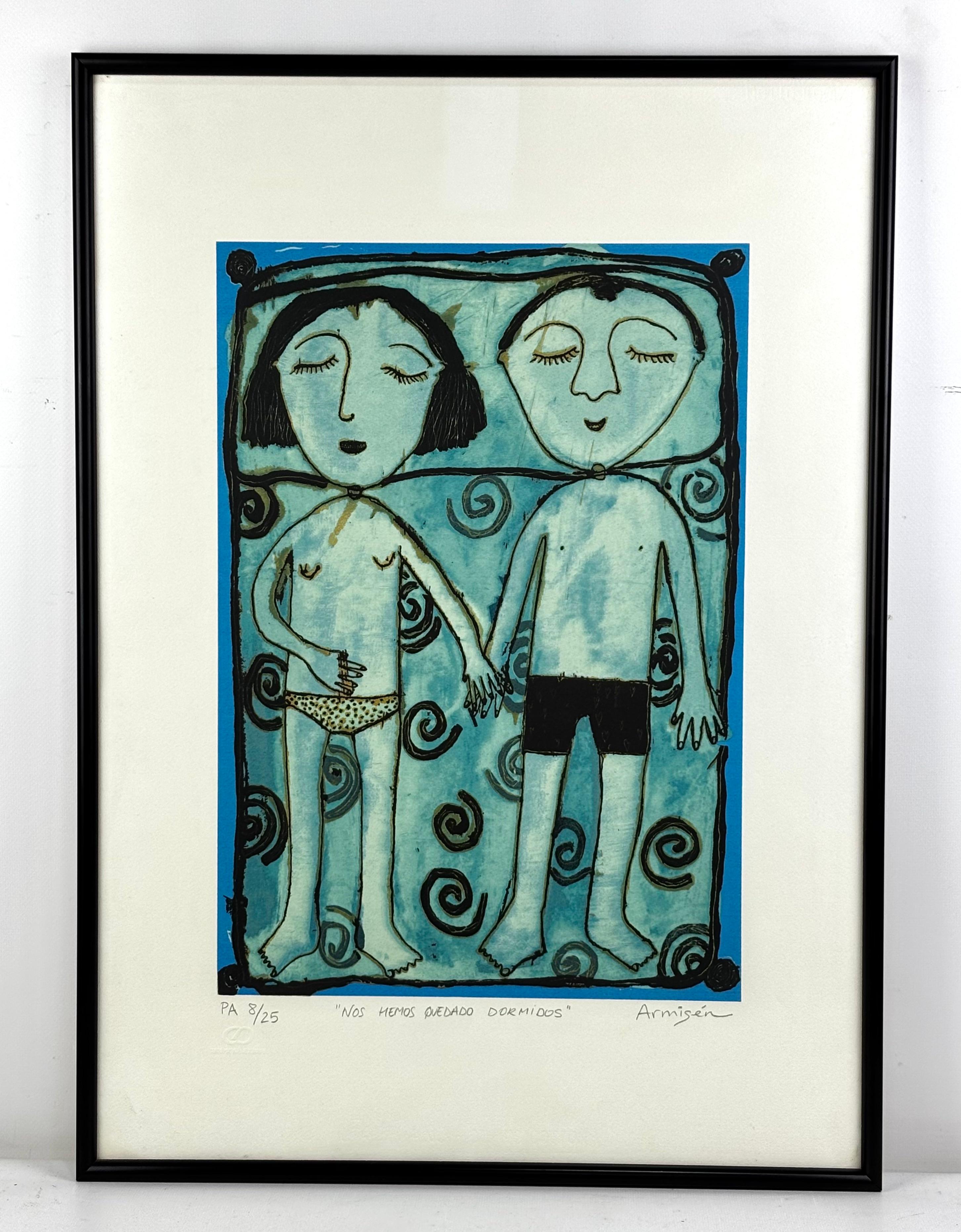 Eva Armisén Signierte Lithographie PA 8/25 "Wir sind eingeschlafen" Künstler Proof