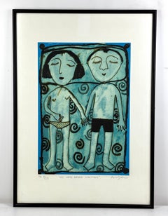 Eva Armisén Litografía firmada PA 8/25 "Nos quedamos dormidos" Prueba de artista