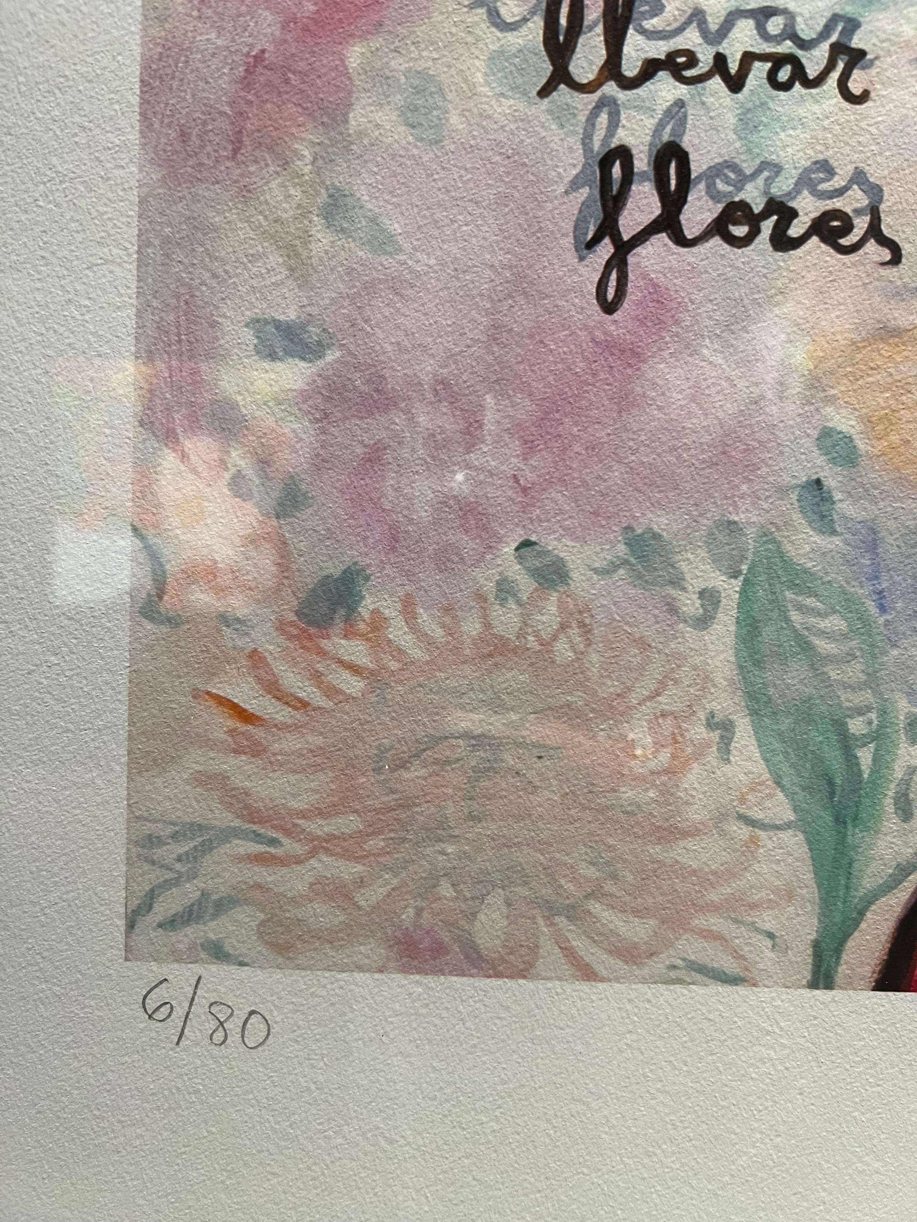 Flores Dentro / Flowers Inside 6/80 (Framed) - Contemporary Painting by Eva Armisén