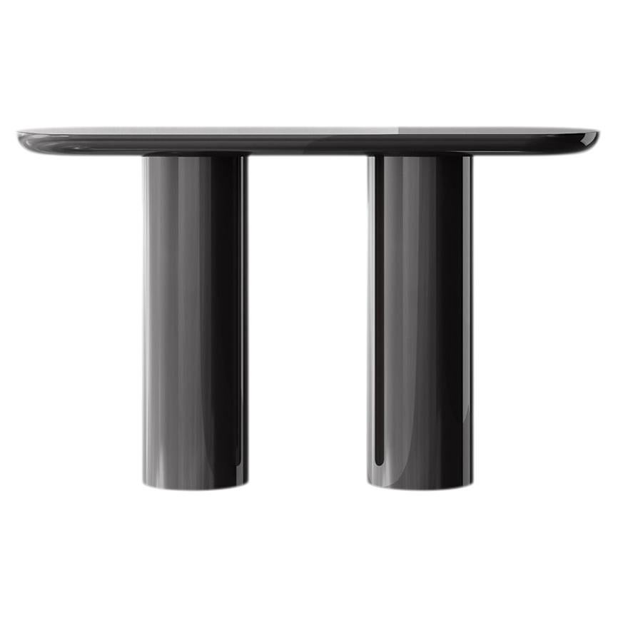 Tavolino Eva, laccato in nero-marrone, finitura lucida, design italiano in vendita