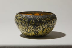 Éva Bod Ceramic Bowl, Yellow-Black Textured Glaze, 1970s