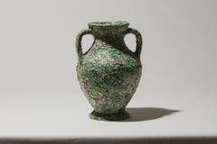 Éva Bod Ceramic Vase with Handles, Mint Green Textured Glaze, 1970s