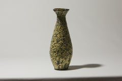 Vase en céramique Éva Bod, émail texturé jaune-noir, 1970