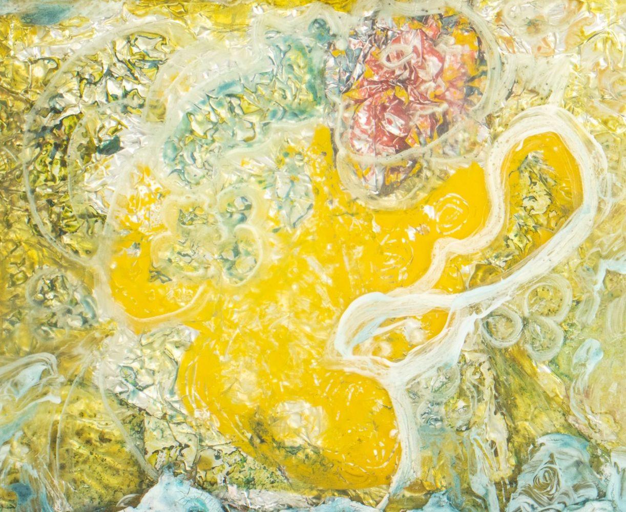 Eva Bouzard-Hui (American, 1936-2023) Two Mixed Media Abstract Compositions on Handmade Paper, comprising: 