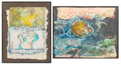 Disegni astratti e acquerelli su carta