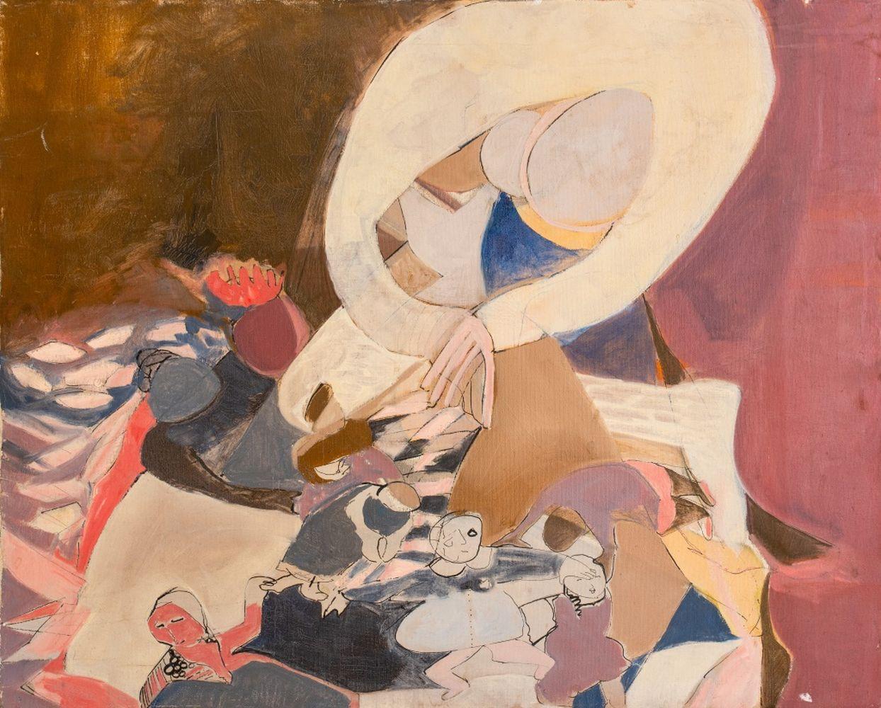 Abstract Figural Composition - Painting by Eva Bouzard-Hui