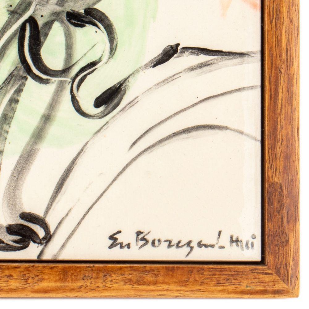 Eva Bouzard-Hui (American, 1936-2023), Three Framed Sets of Four Ceramic Tiles, comprising: 