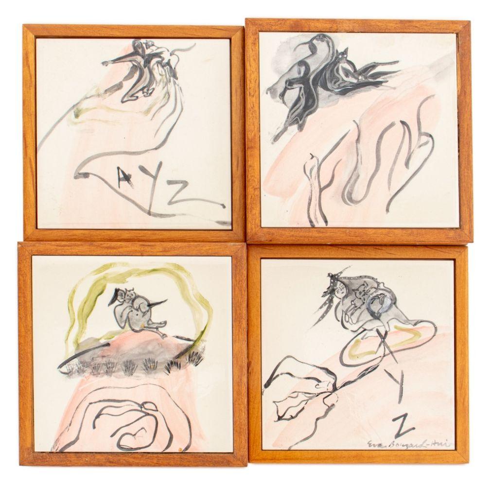 Framed Sets of Painted Ceramic Tiles, 3 For Sale 3