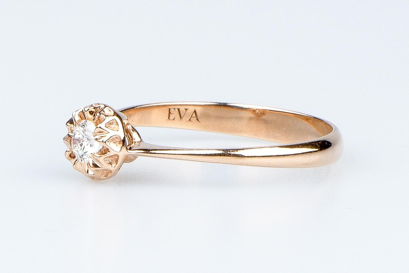 EVA-zertifizierter Ring Alessia 0,10 Karat runder brillanter synthetischer Diamant aus Rotgold im Zustand „Neu“ im Angebot in Monte-Carlo, MC