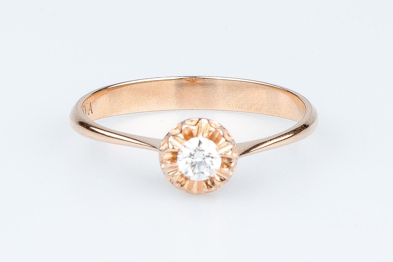 EVA-zertifizierter Ring Alessia 0,10 Karat runder brillanter synthetischer Diamant aus Rotgold Damen im Angebot