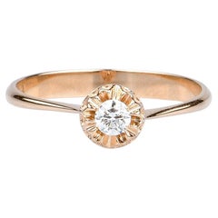 EVA certified Alessia 0.10 carat round brillant synthetic diamond pink gold ring