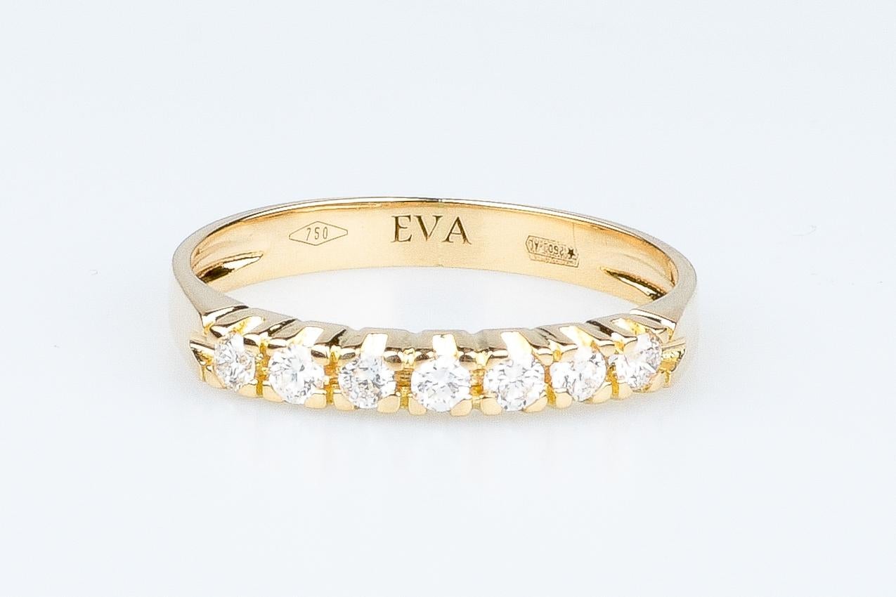 EVA certified Amalia 0.21 carat round brillant synthetic diamond gold ring In New Condition For Sale In Monte-Carlo, MC