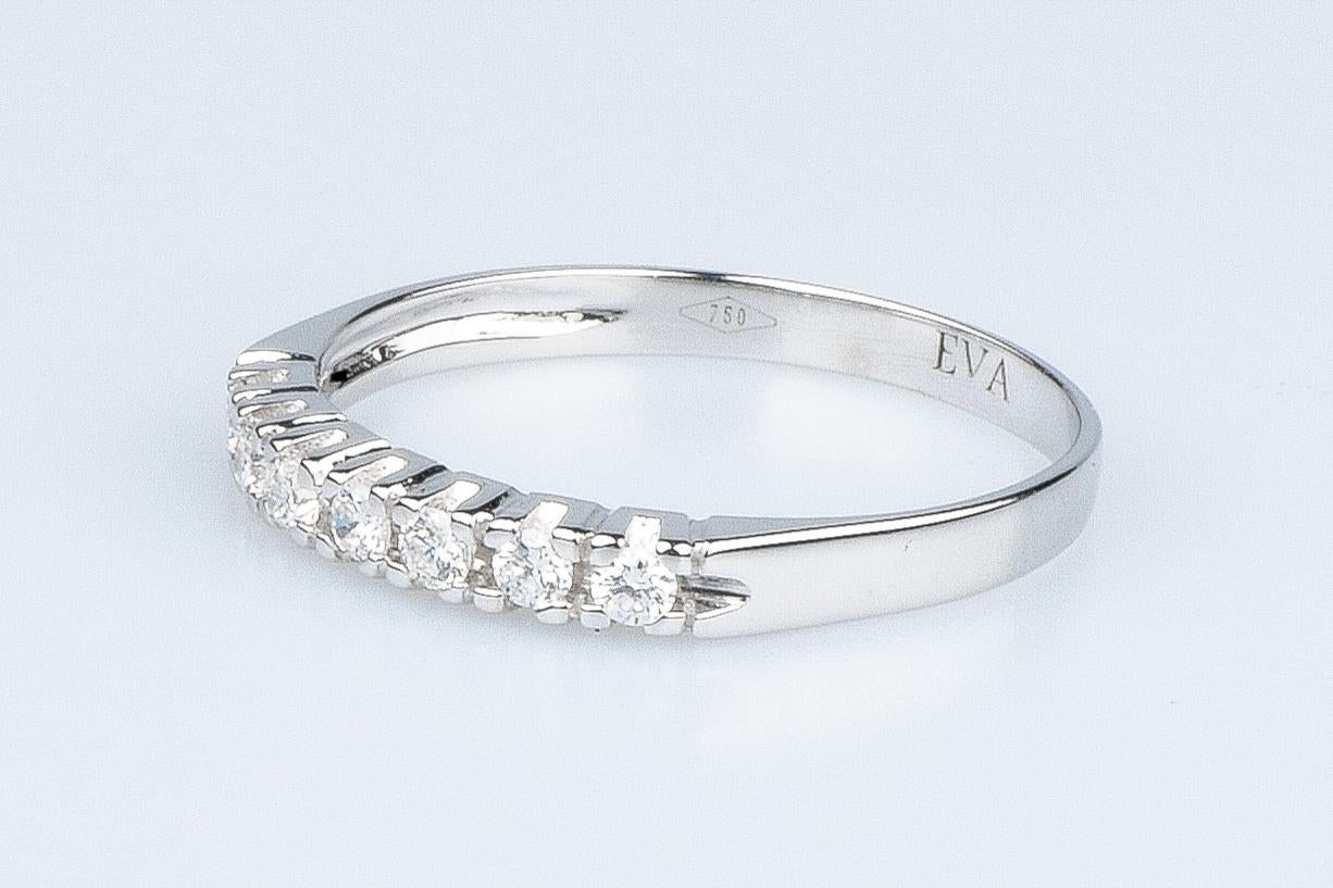 EVA certified Amalia 0.21 carat round brillant synthetic diamond white gold ring For Sale 1