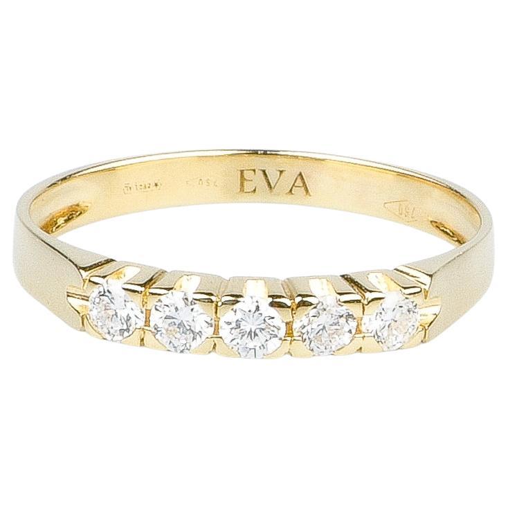 EVA certified Angela 0.25 carat round brillant synthetic diamond gold ring For Sale