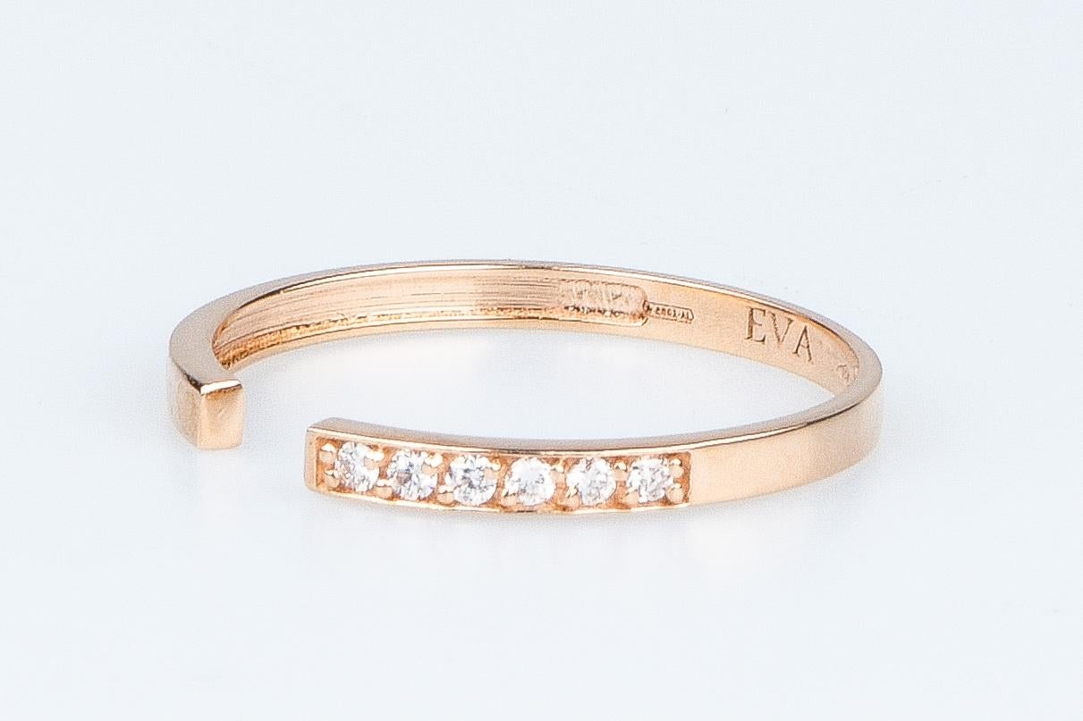 EVA-zertifizierter Ring Aria 0,07 Karat runder brillanter synthetischer Diamant aus Rotgold im Angebot 1