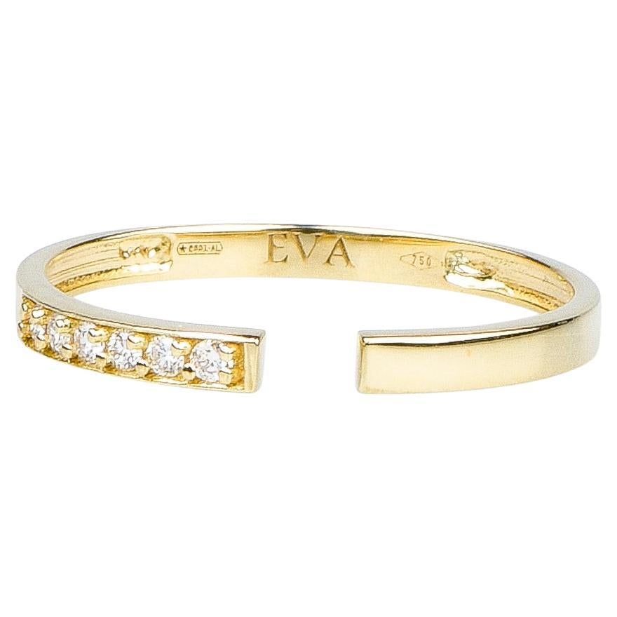 EVA certified Aria 0.07 carat round brillant synthetic diamond yellow gold ring For Sale