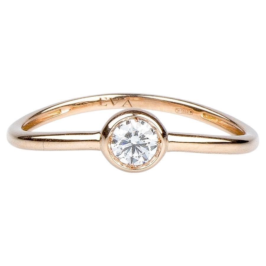 EVA certified Chiara 0.20 carat round brillant synthetic diamond pink gold ring