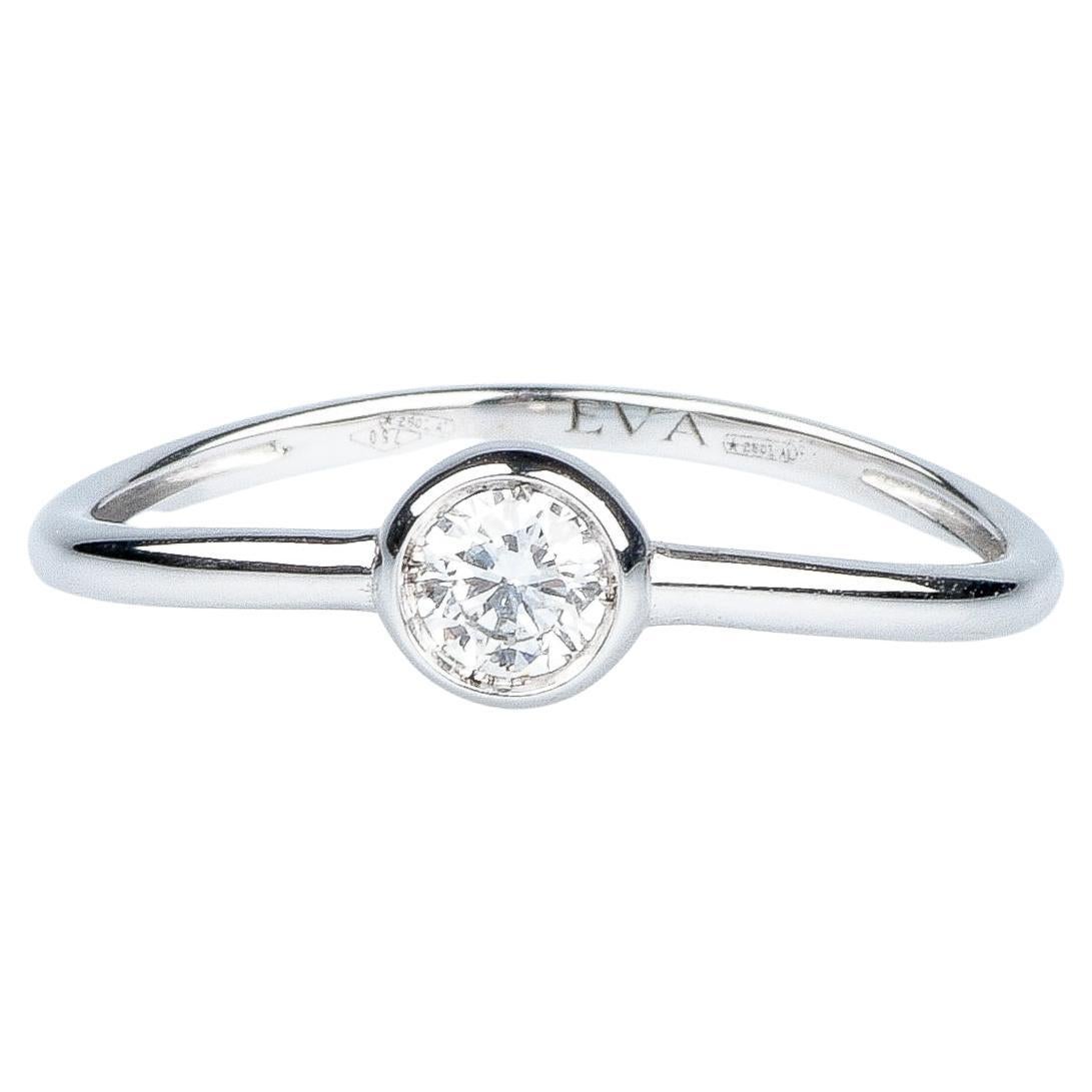 EVA certified Chiara 0.20 carat round brillant synthetic diamond white gold ring For Sale