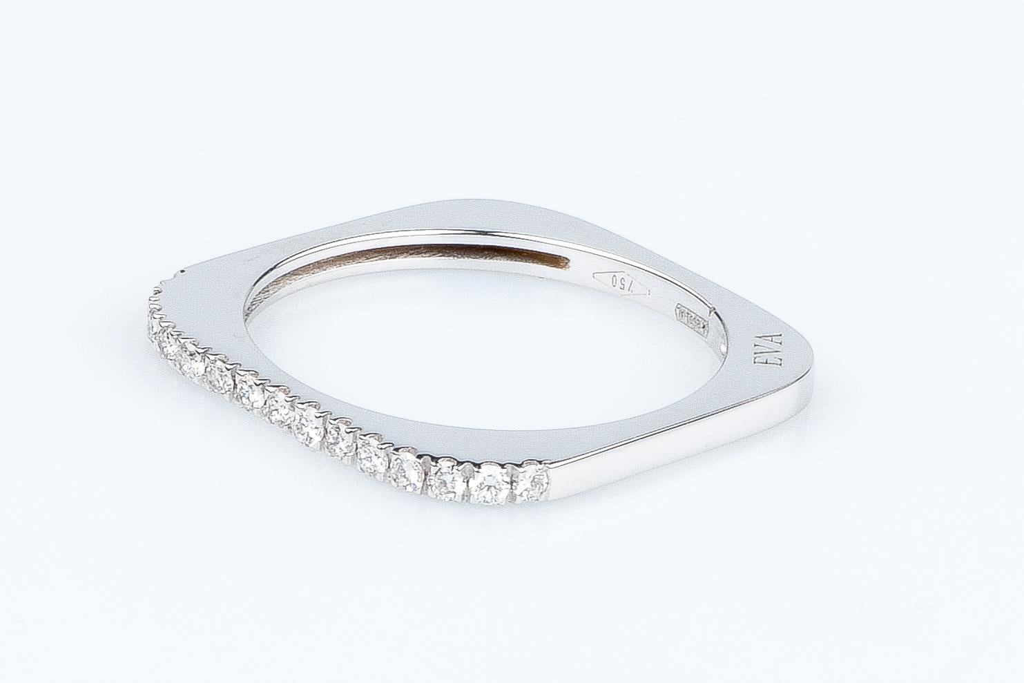 EVA certified Dona 0.15 carat round brillant synthetic diamond white gold ring In New Condition For Sale In Monte-Carlo, MC