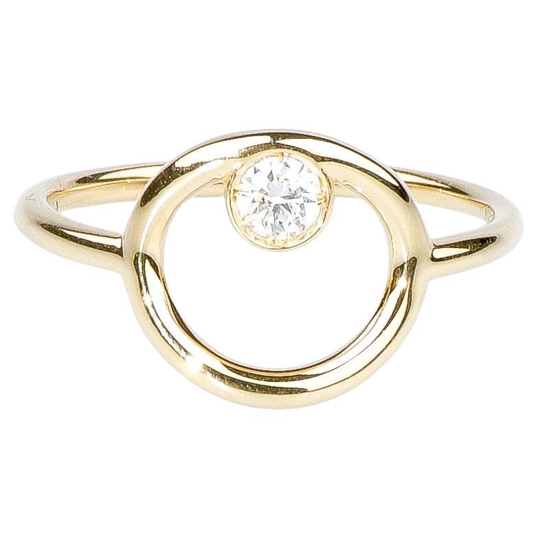 EVA certified Elena 0.15 carat round brillant synthetic diamond yellow gold ring For Sale