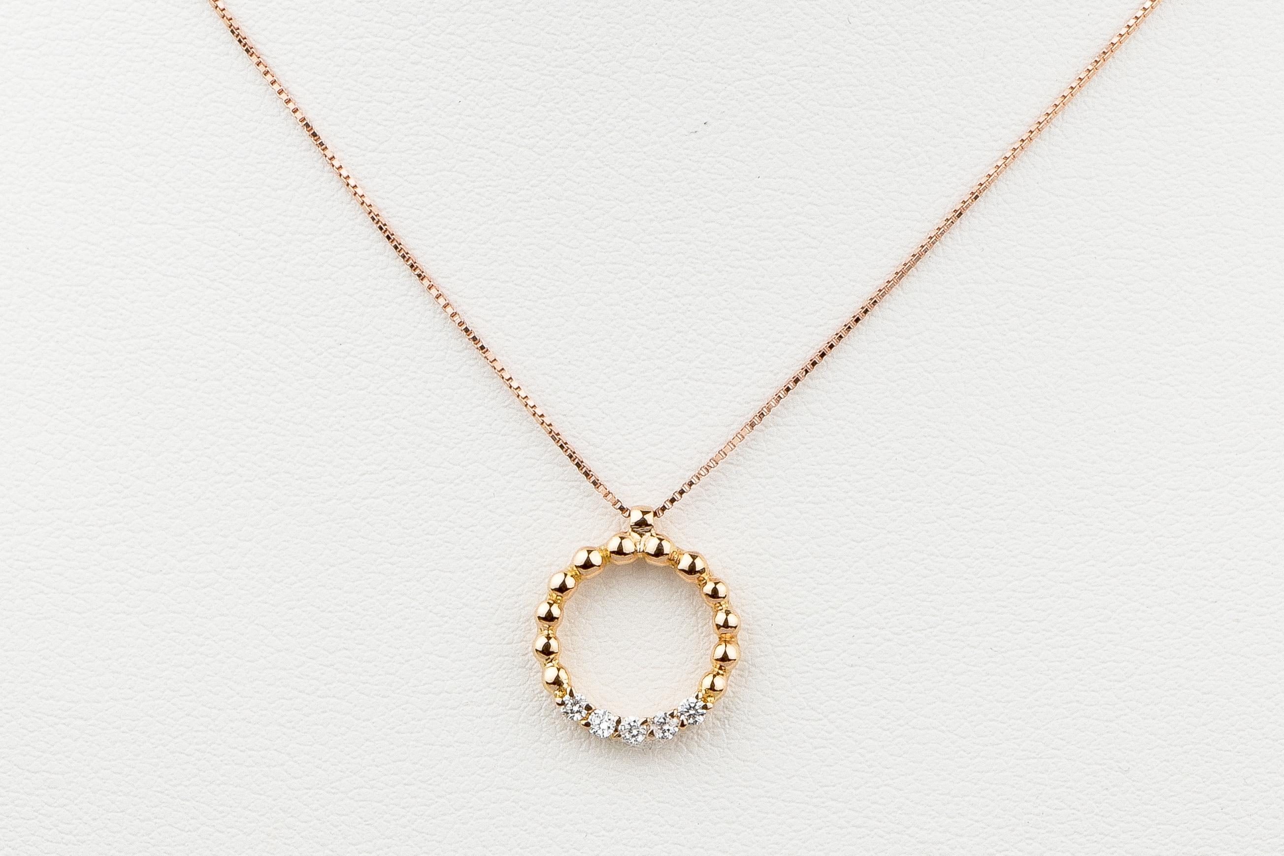 EVA certified Florine 0.10 carat round brillant synthetic diamond gold  necklace