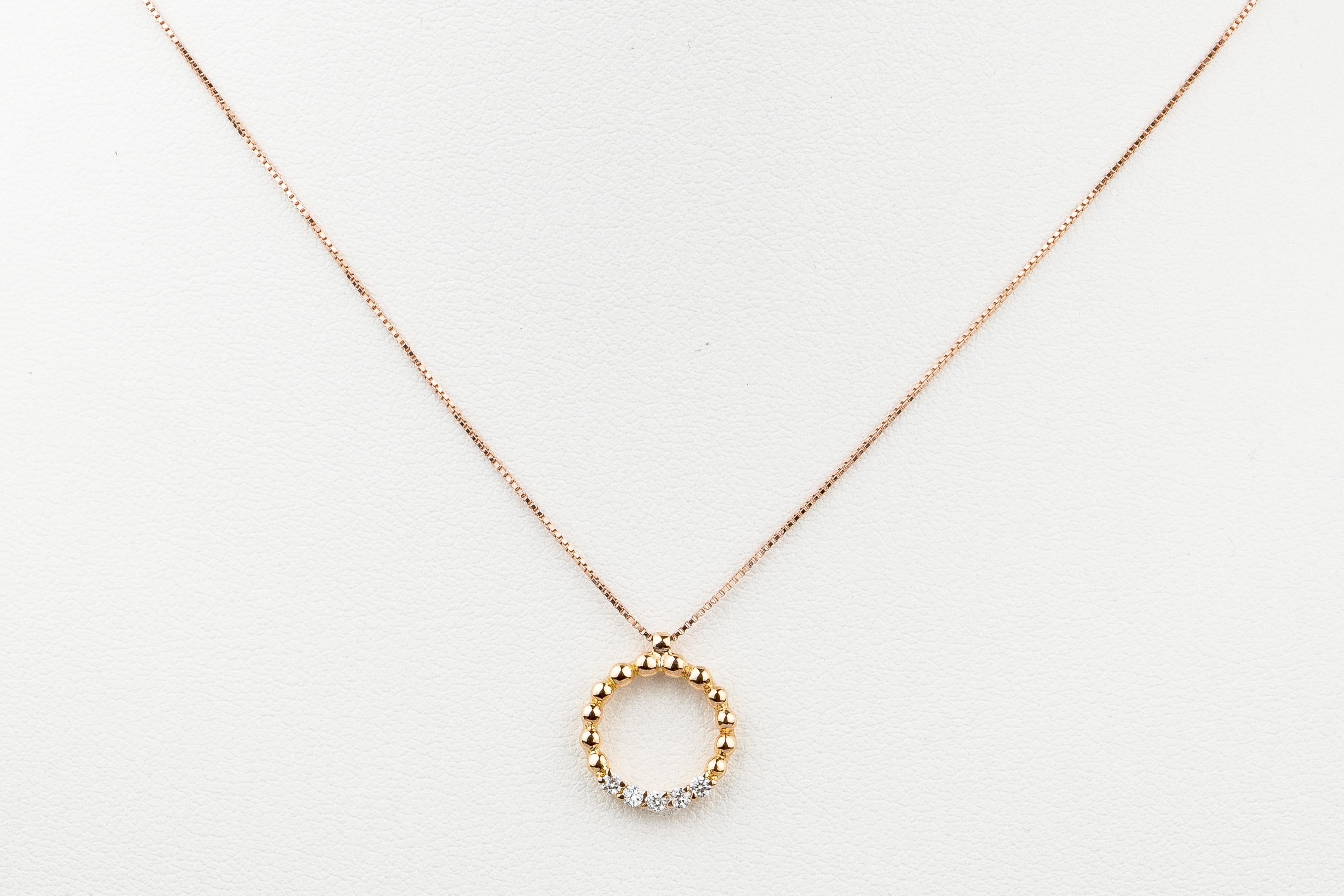 Women's EVA certified Florine 0.10 carat round brillant synthetic diamond gold necklace For Sale
