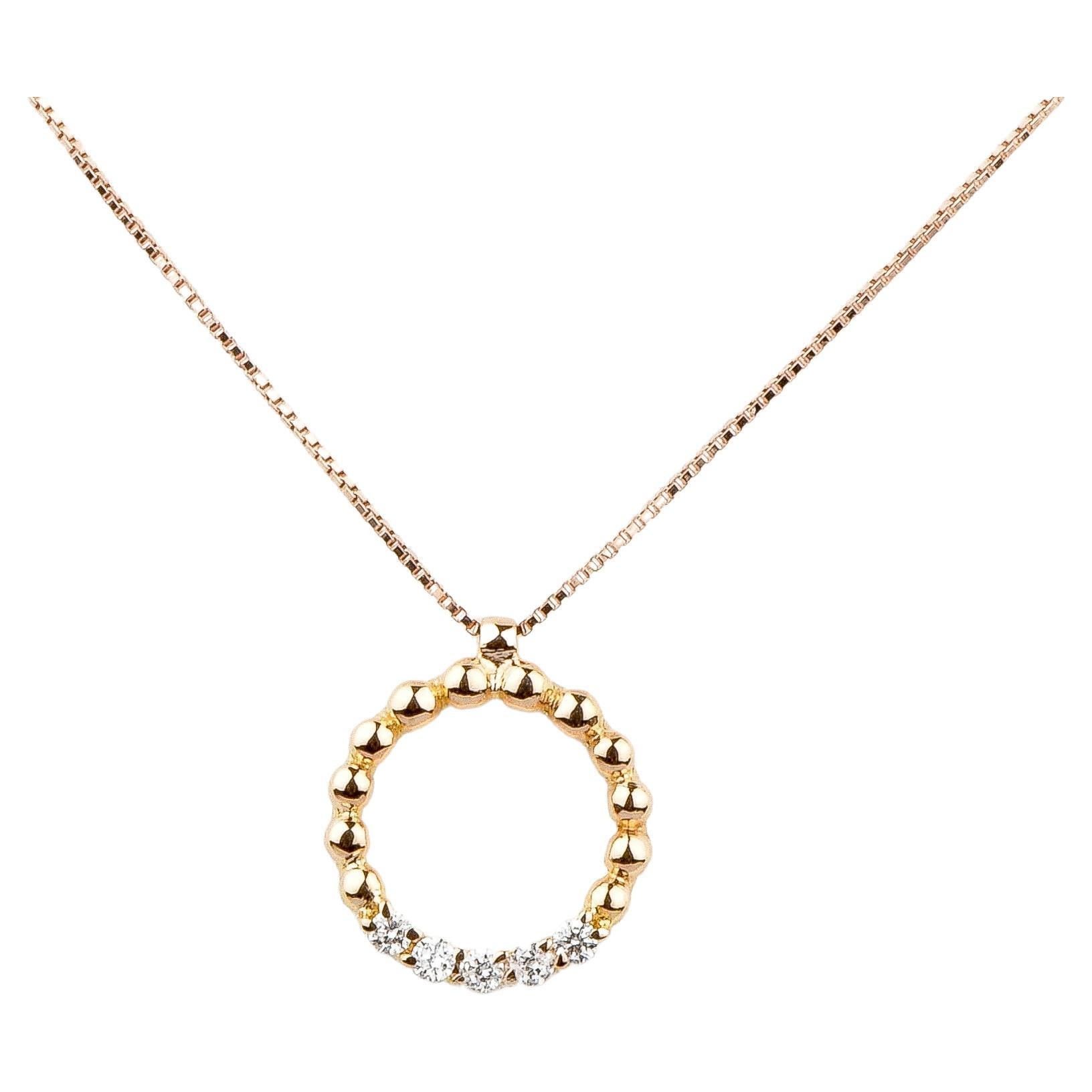 EVA certified Florine 0.10 carat round brillant synthetic diamond gold necklace For Sale