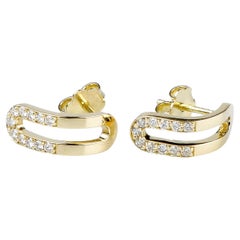 EVA certified Gaelle 0.22 carat round brillant synthetic diamonds gold earrings