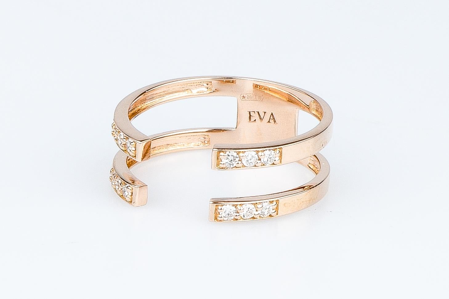 Women's EVA certified Lara 0.12 carat round brillant synthetic diamond pink gold ring For Sale