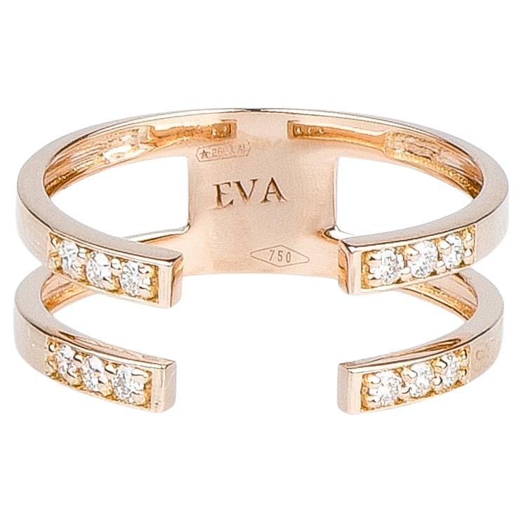 EVA certified Lara 0.12 carat round brillant synthetic diamond pink gold ring For Sale