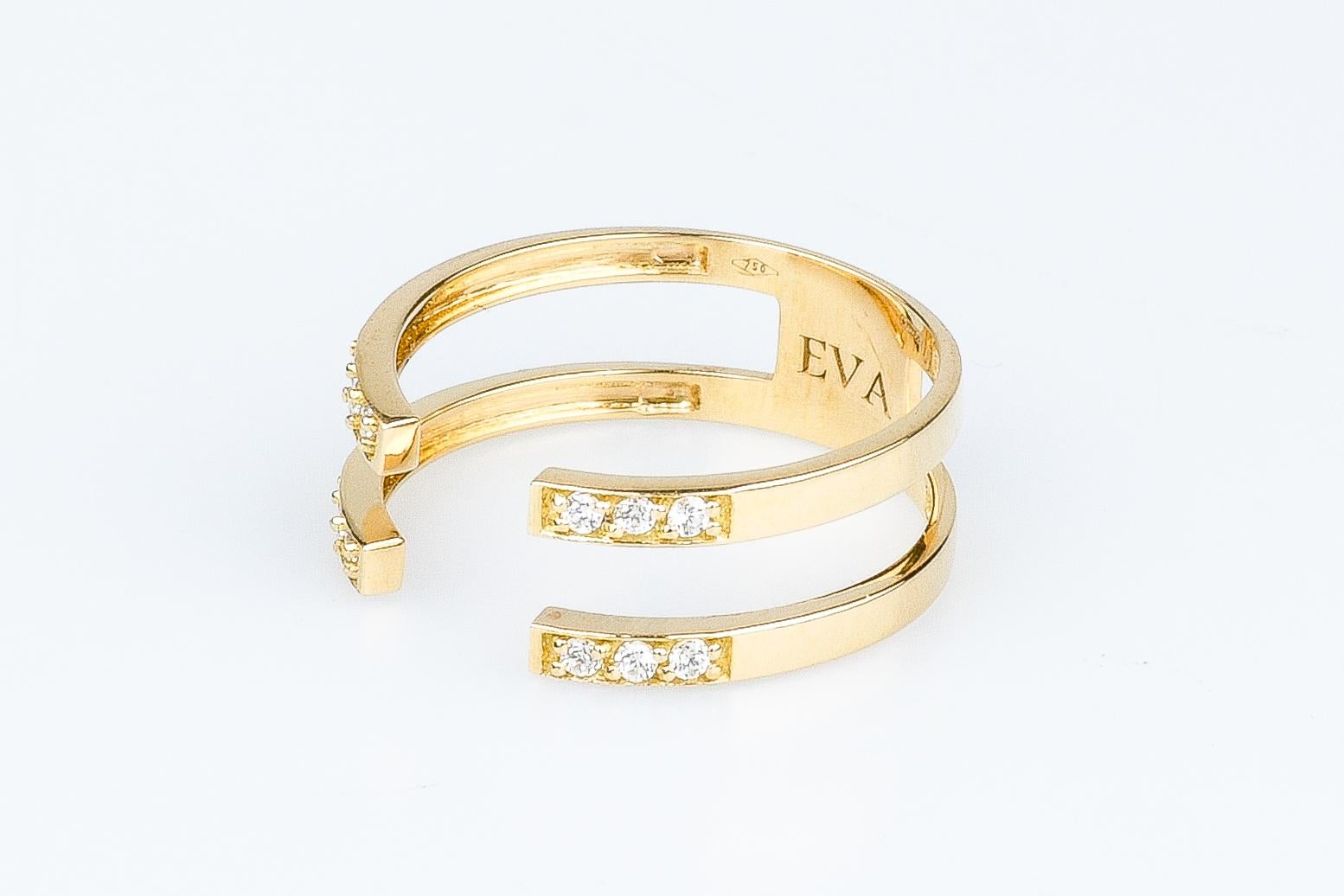 EVA certified Lara 0.12 carat round brillant synthetic diamond yellow gold ring For Sale 1