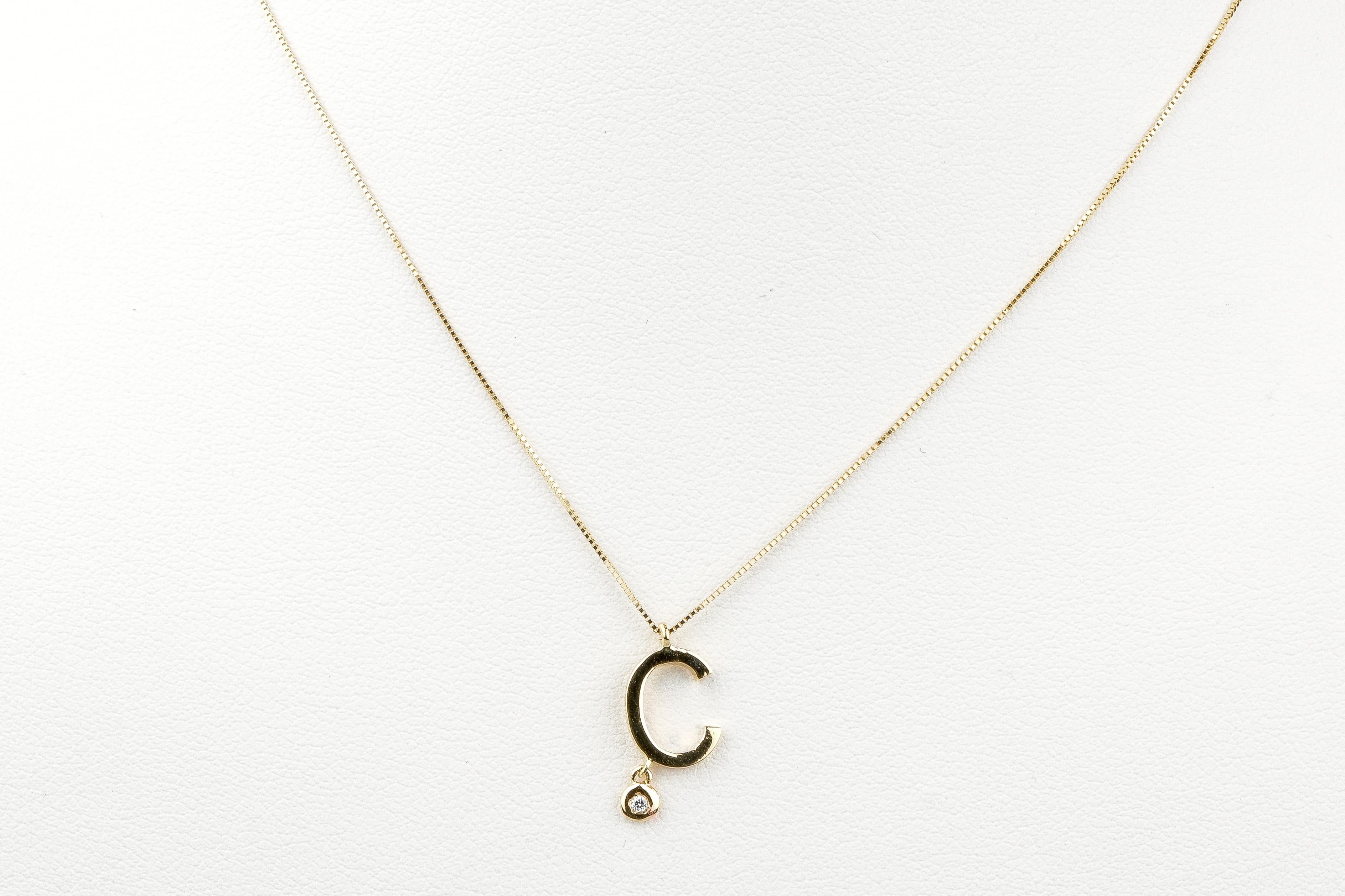 Women's EVA certified Letter C 0.01 carat round brillant synthetic diamonds necklace For Sale