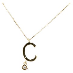 EVA certified Letter C 0.01 carat round brillant synthetic diamonds necklace