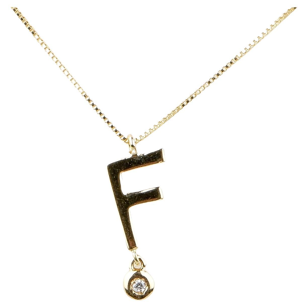 EVA certified Letter F 0.01 carat round brillant synthetic diamonds necklace For Sale