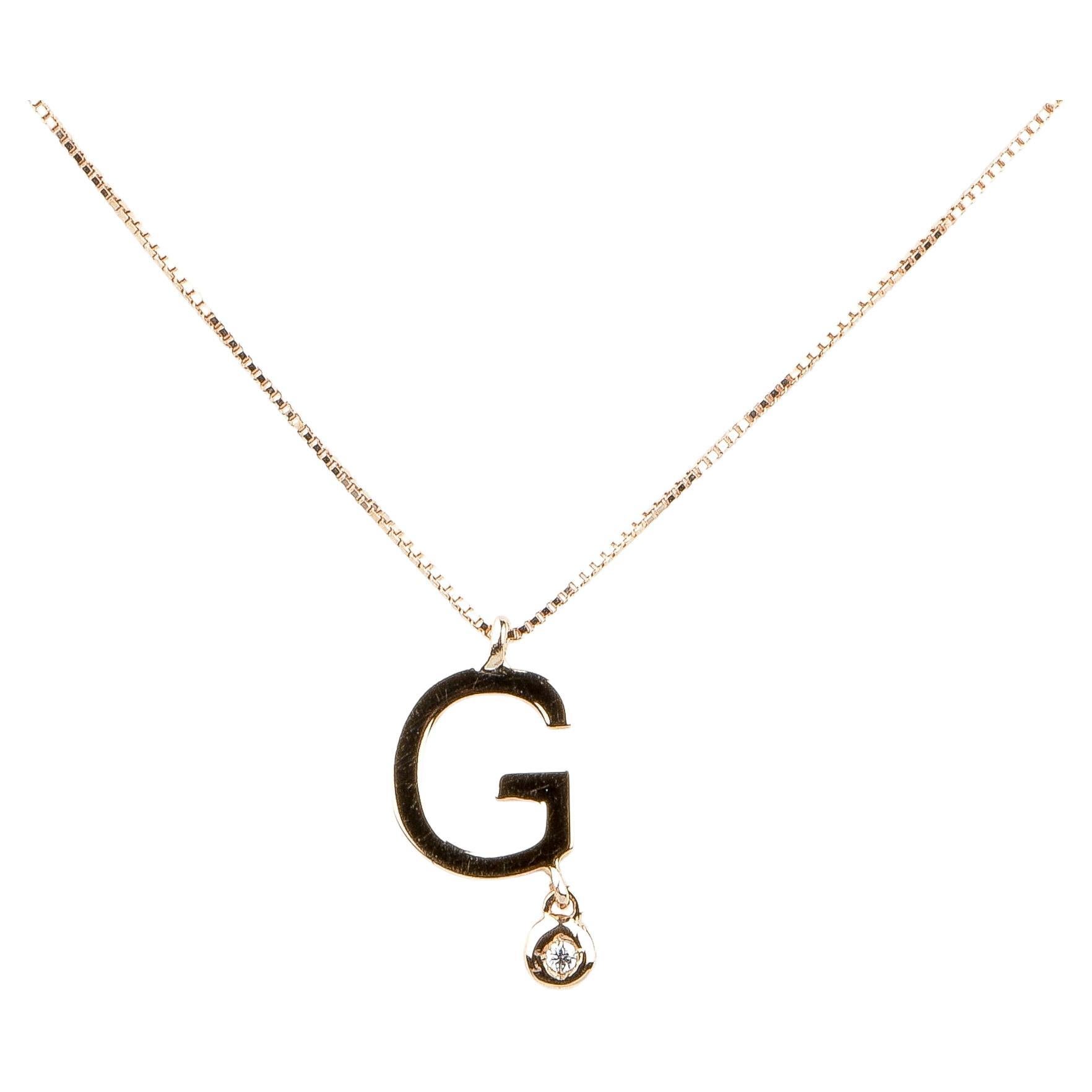 EVA certified Letter G 0.01 carat round brillant synthetic diamonds necklace For Sale