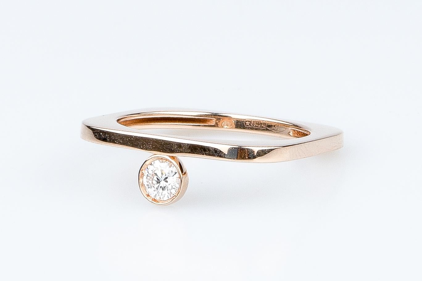 EVA-zertifizierter Livia-Ring aus Roségold mit 0,15 Karat rundem brillanten synthetischen Diamanten im Zustand „Neu“ im Angebot in Monte-Carlo, MC