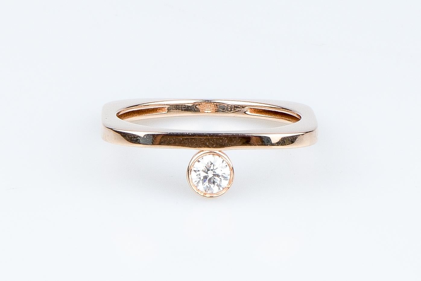 EVA-zertifizierter Livia-Ring aus Roségold mit 0,15 Karat rundem brillanten synthetischen Diamanten Damen im Angebot