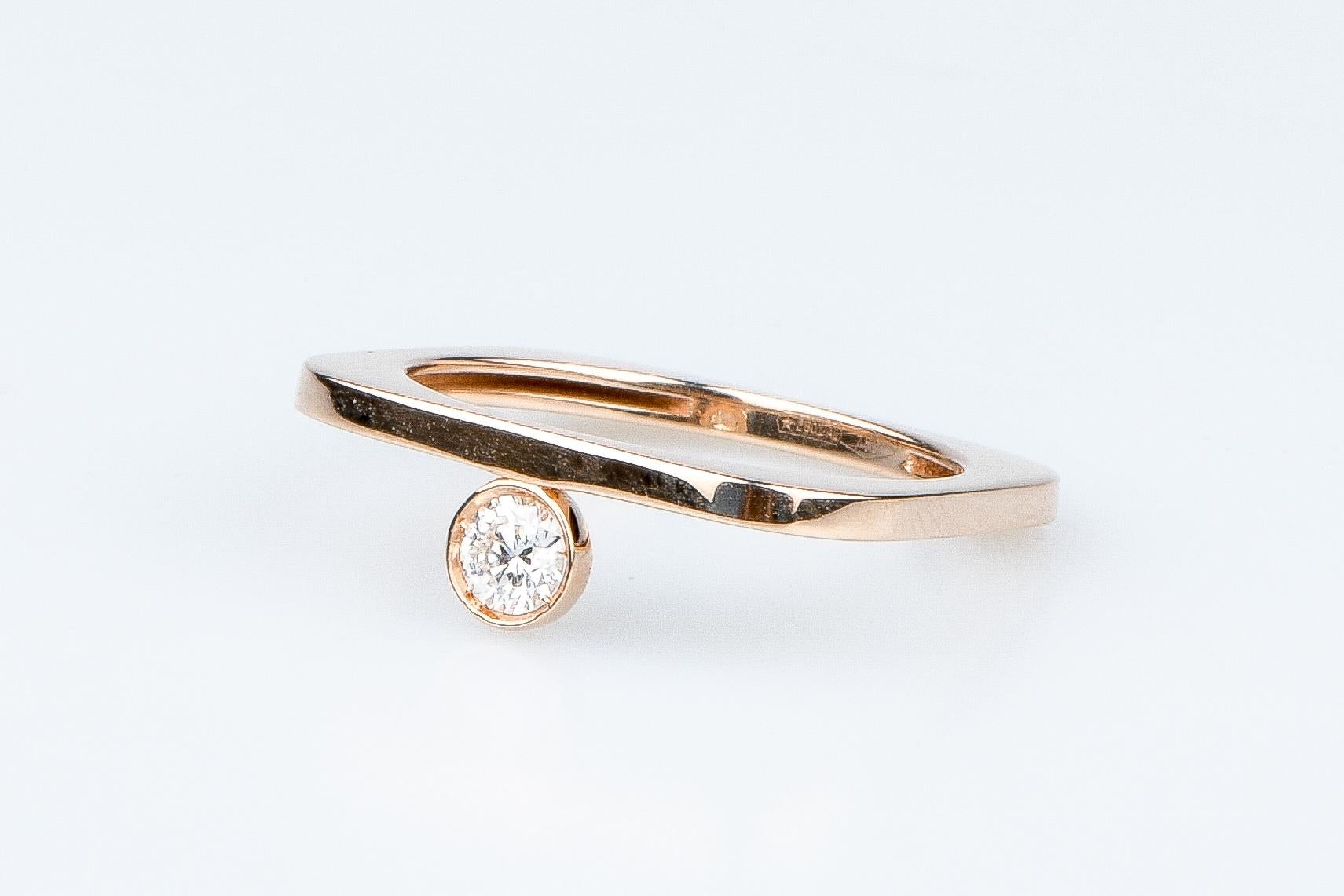 EVA-zertifizierter Livia-Ring aus Roségold mit 0,15 Karat rundem brillanten synthetischen Diamanten im Angebot 2