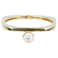 EVA-zertifizierter Livia-Ring aus Gelbgold mit rundem, brillantem synthetischem Diamanten von 0,15 Karat