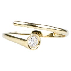 EVA certified Lucia 0.20 carat round brillant synthetic diamond yellow gold ring